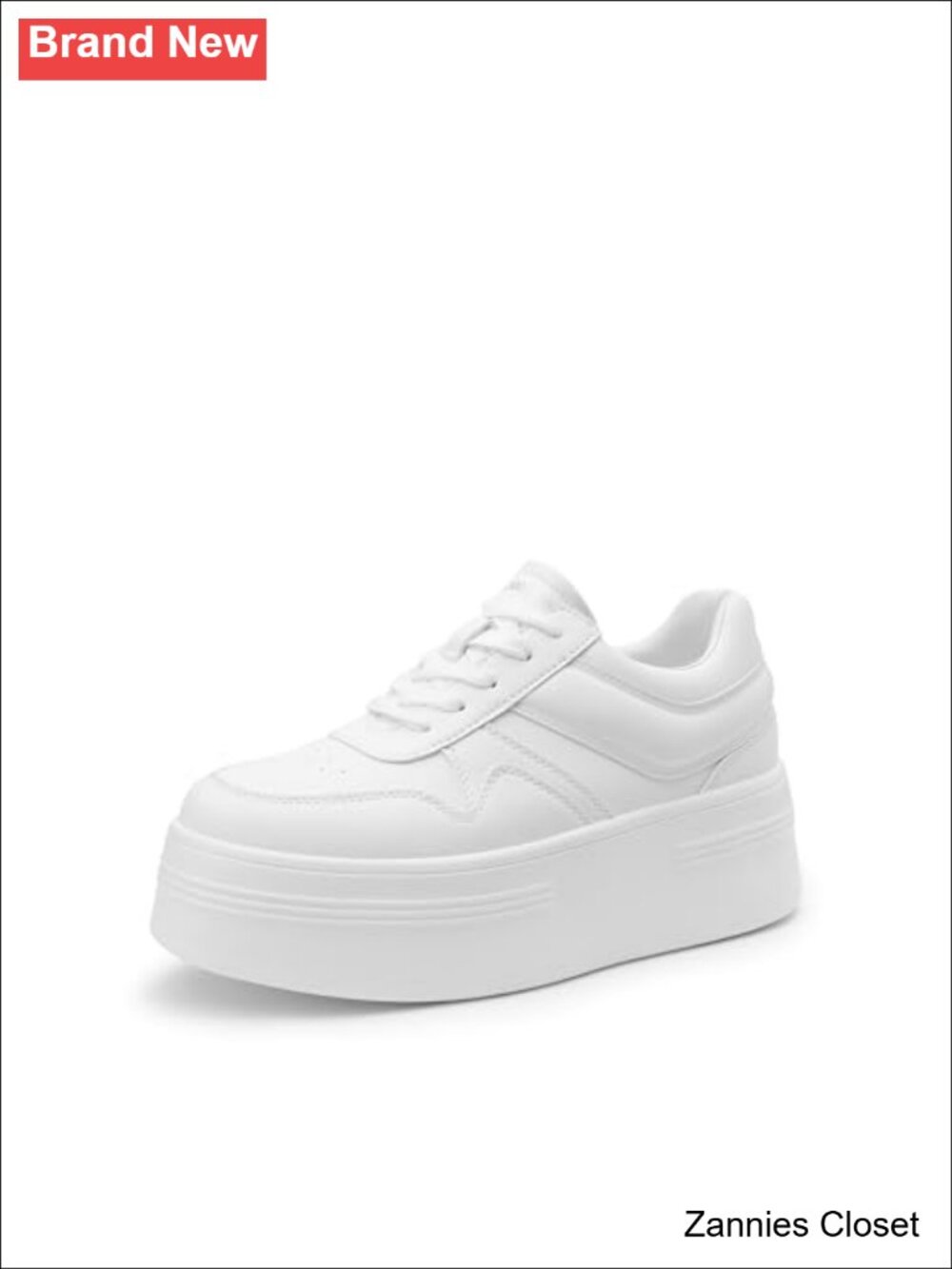 ✨ DREAM PAIRS Women's Platform Sneakers Faux Leather Lace-Up Chunky